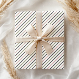 Boho Pastel Modern Pink Green Gray Streifen Geschenkpapier