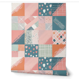 Boho Pastel Patchwork Nahtloses Muster Tapete