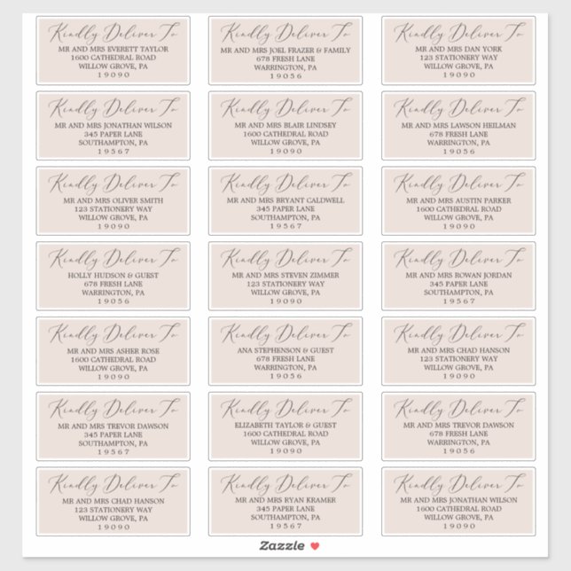 Boho Pastel Peach Mariage Étiquettes de adresse in (Feuille)
