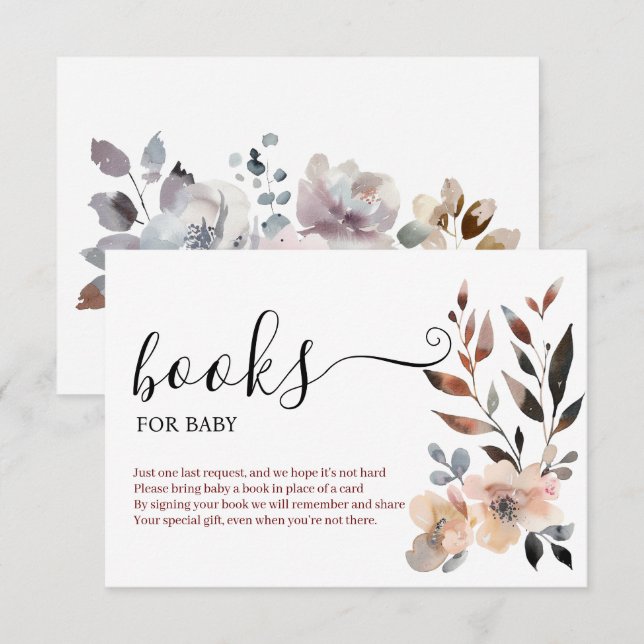 Boho Pastel Pink Blume blendet Bücher für Baby Begleitkarte (Vorne/Hinten)