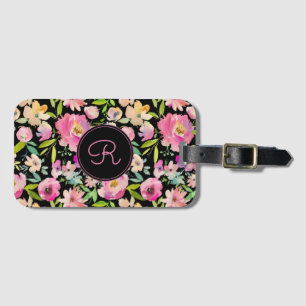 Boho Pastel Pink Floral Wasserfarbe Botanisch Gepäckanhänger