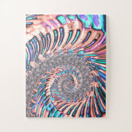 Boho Pastel Pink und Blue Spiral Abstraktes Frakta