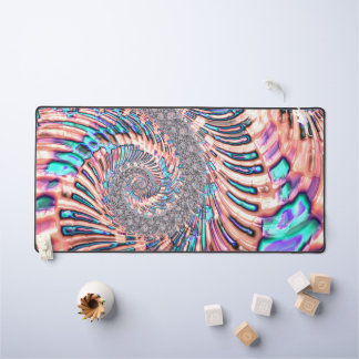 Boho Pastel Pink und Blue Spiral Abstraktes Frakta Schreibtischunterlage