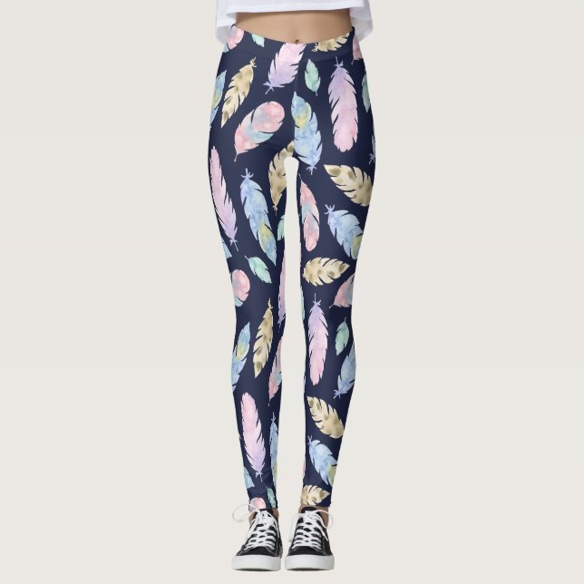 Boho Pastel Plumes Leggings (Devant)
