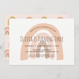 Boho Pastel Rainbow 3. Geburtstag Einladung