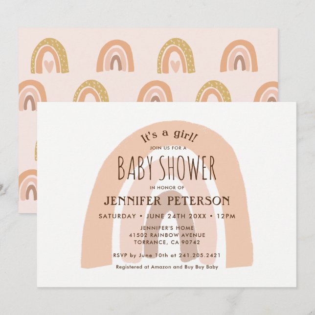 Boho Pastel Rainbow Es ist eine Girl Baby Dusche Einladung (Vorne/Hinten)