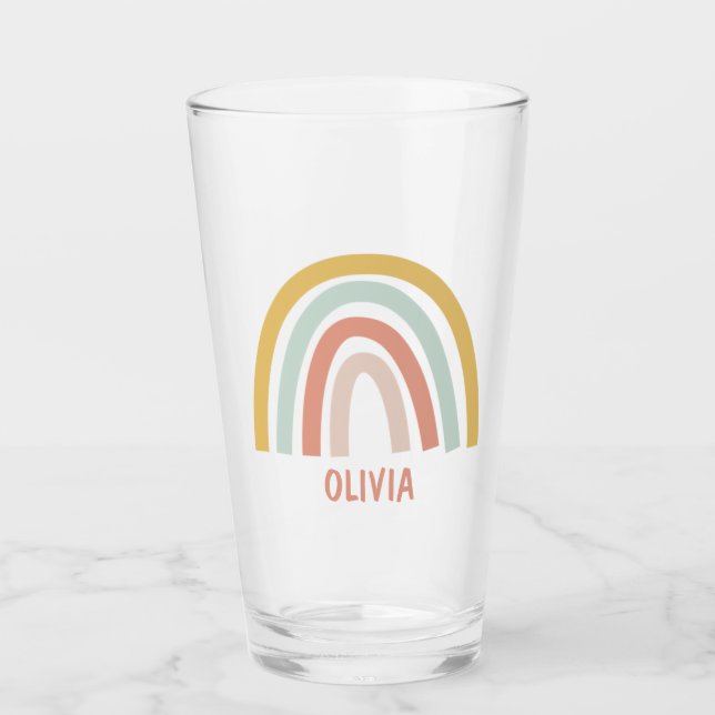 Boho Pastel Rainbow Personalisiert Glas (Vorderseite)