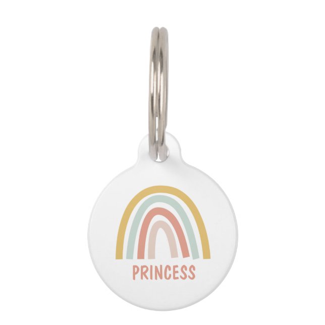 Boho Pastel Rainbow Personalisiert Haustiermarke (Vorderseite)