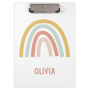 Boho Pastel Rainbow Personalisiert Klemmbrett