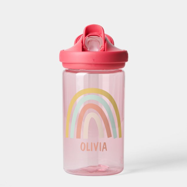 Boho Pastel Rainbow Personalisiert Trinkflasche (Vorne)