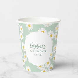 Boho Pastel Sage Daisies Floral Custom Baby Dusche Pappbecher