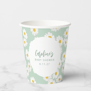 Boho Pastel Sage Daisies Floral Custom Baby Dusche Pappbecher