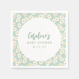 Boho Pastel Sage Daisies Floral Custom Baby Dusche Serviette