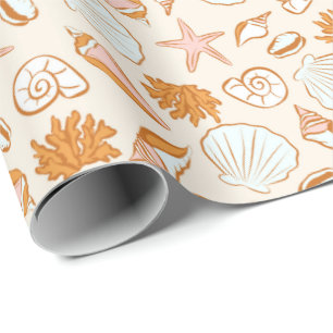 Boho Pastel Terracotta Pink Seashell Wrapping Geschenkpapier