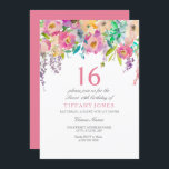 Boho Pastel Watercolor Blume 16. Geburtstagsparty Einladung<br><div class="desc">Boho Pastel Watercolor Blume 16. Geburtstagsparty Schönes,  elegantes,  florales Aquarelldesign Vollständig anpassbar / personalisiert</div>