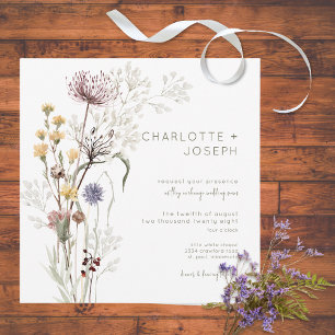 Boho Pastel Wildblumen Modernes Blumenmuseum Einladung