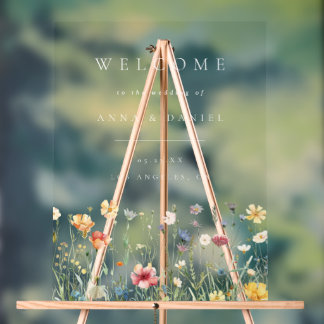 Boho Pastel Wildflower Wedding Welcome Acrylschild
