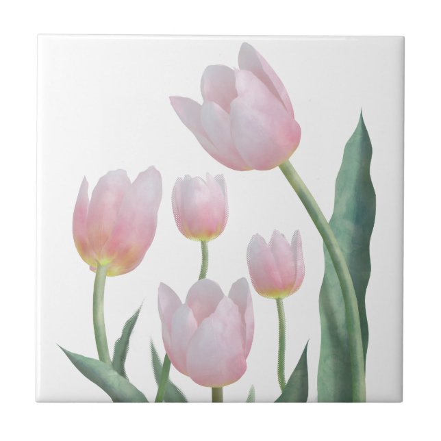 Boho-Pastell-Blumen Fliese (Vorderseite)
