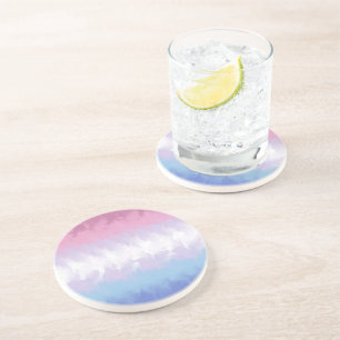 Boho-Pastell-Fluffig-Abstraktes Bigender-Stolz-Fla Getränkeuntersetzer