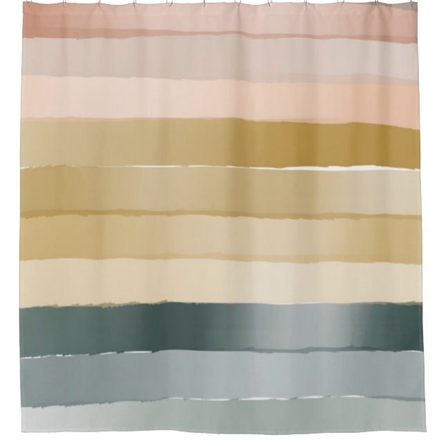 Boho-Pastell-Gestreifte Gradient-Minimalist-Wasser Duschvorhang (Vorderseite)