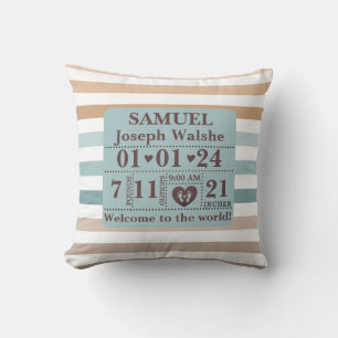 Boho Pattern Personalisierte Geburtsstaates Kissen