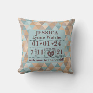 Boho Pattern Personalisierte Geburtsstaates Kissen
