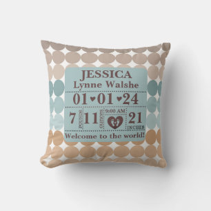Boho Pattern Personalisierte Geburtsstaates Kissen