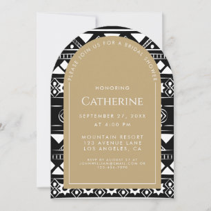 Boho Pattern Wedding Arch Gold Brautparty Einladung