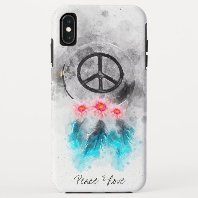 *~* Boho Peace Feathers Blume GrungeTribal Case-Mate iPhone Hülle (Rückseite)