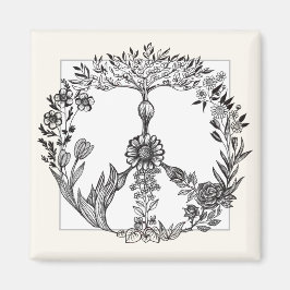 Boho Peace Sign Elegant Girly Cute Pretty Floral Magnet