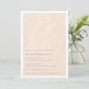 Boho Peach Blush Marble Moderne Hochzeit Einladung