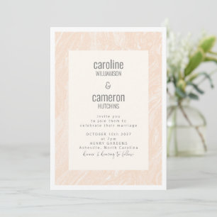Boho Peach Blush Marble Moderne Hochzeit Einladung