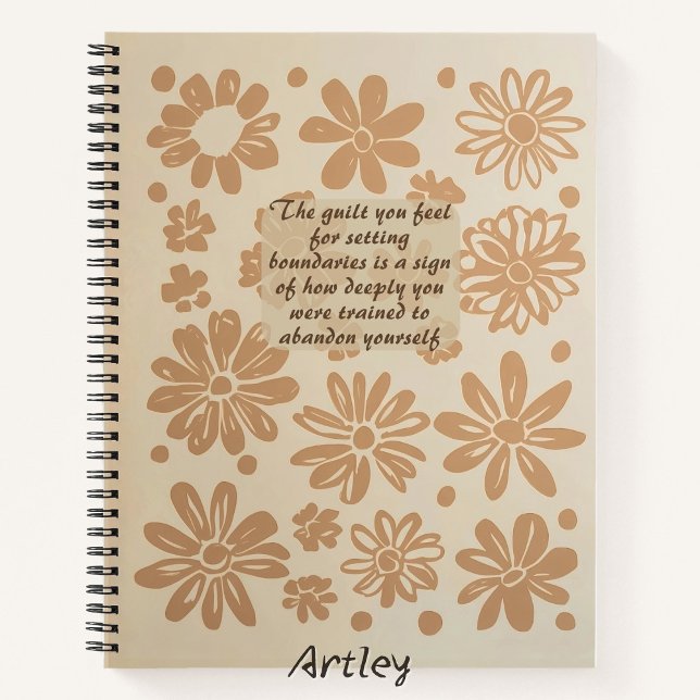 Boho Peach Floral Stamp Custom Quote Journal (Créateur téléchargé)