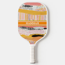 Boho Peach Gold Personalisiert Pickleball Paddle