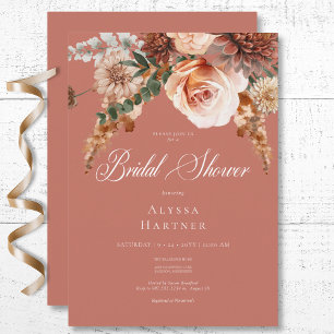 Boho Peach & Rust Brautparty Einladung