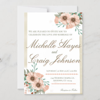 BOHO Peach Wedding Magneteinladung