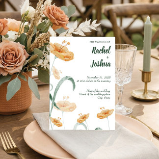 Boho Peach Wildflower & Sage Green Wedding Einladung