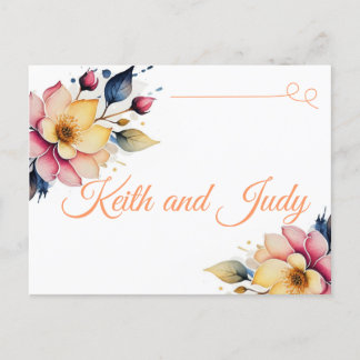 Boho Peachy Floral Ankündigungspostkarte