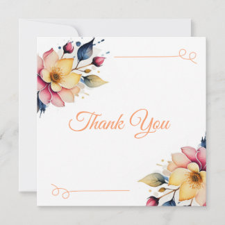 Boho Peachy Floral Dankeskarte
