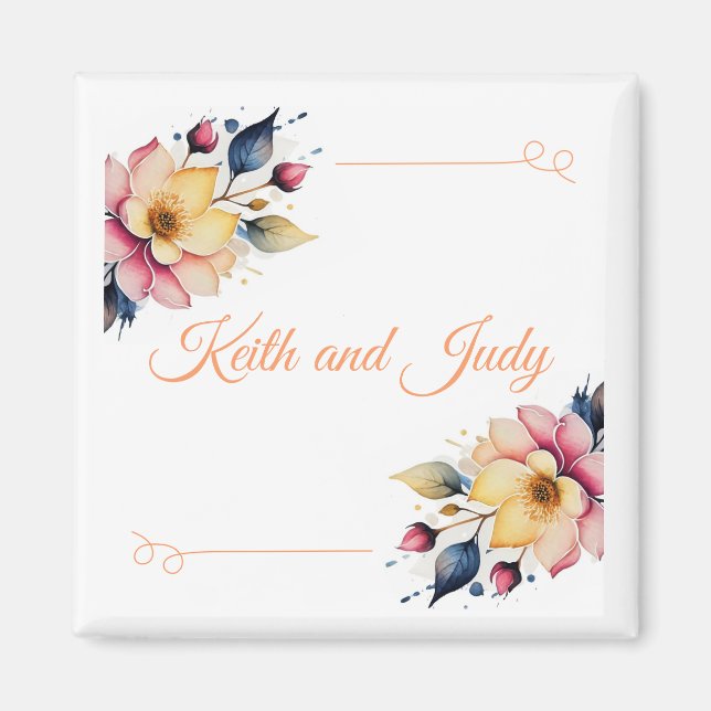 Boho Peachy Floral Magnet (Vorne)