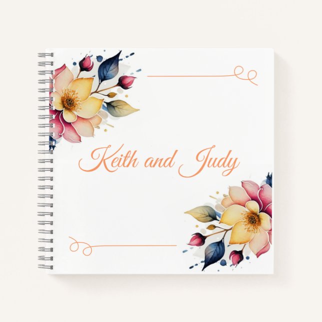 Boho Peachy Floral Notizbuch (Vorderseite)