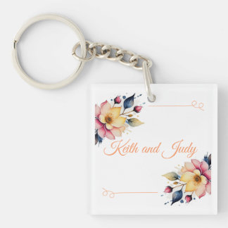 Boho Peachy Floral Schlüsselanhänger