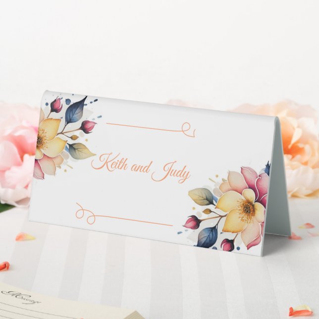 Boho Peachy Floral Tischaufsteller (In Situ (Hochzeit))