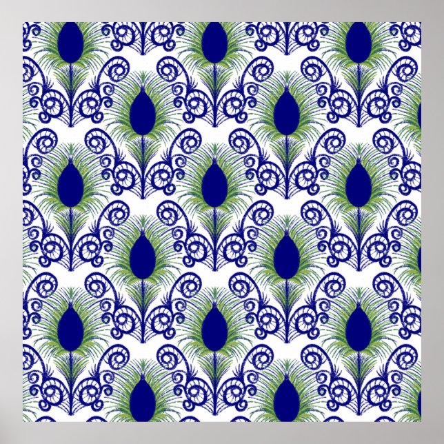 Boho Peacock Feather Jewel Tone-Blue Green Poster (Vorne)