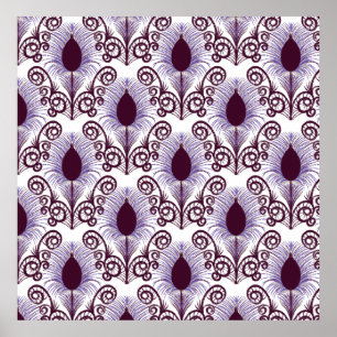 Boho Peacock Feather Jewel Tone-Lila Poster