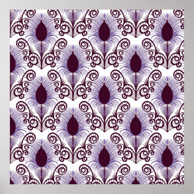 Boho Peacock Feather Jewel Tone-Lila Poster (Vorne)