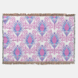Boho Peacock Feather Jewel Tone-Neon Pink Decke