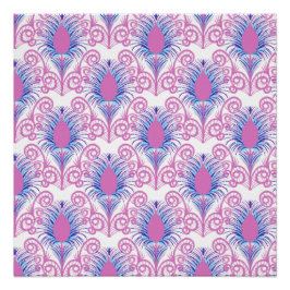 Boho Peacock Feather Jewel Tone-Neon Pink Poster