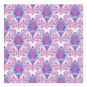 Boho Peacock Feather Jewel Tone-Neon Pink Poster
