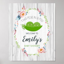 Boho Peas in einer Pod Baby Dusche Twins Begrüßung